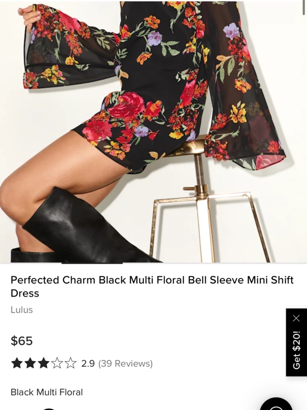 Lulu's Black Floral High-Neck Mini Dress - Picture 3 of 5